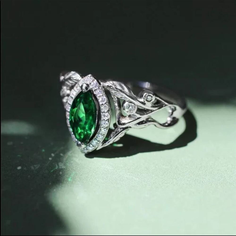 New 925 Silver Eternal Emerald Marquise Cut Ring - Picture 2 of 5